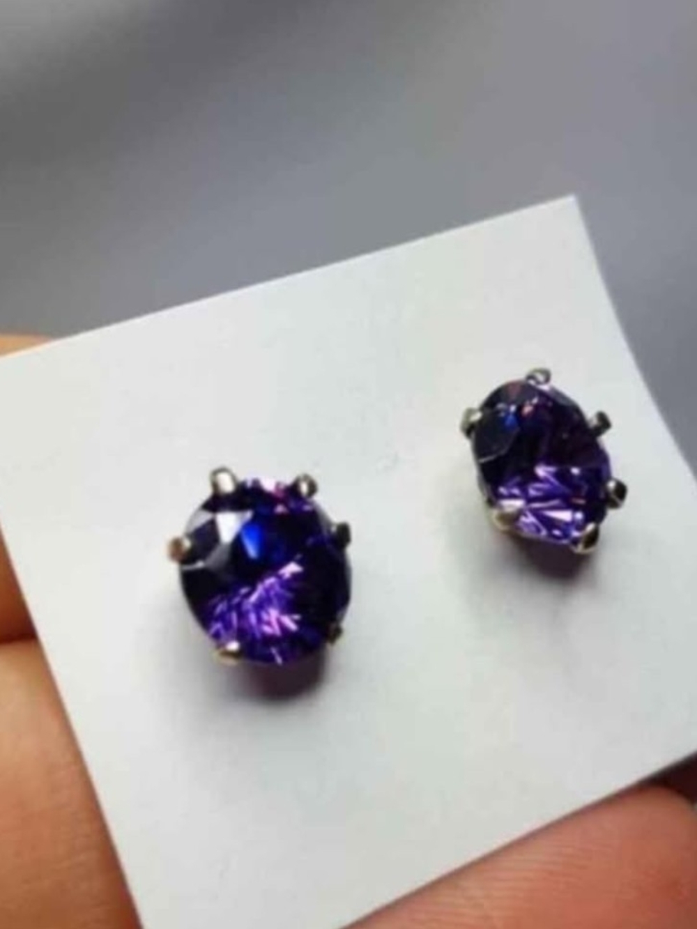 Purple Round Crystal Stud Earrings - Women Jewelry